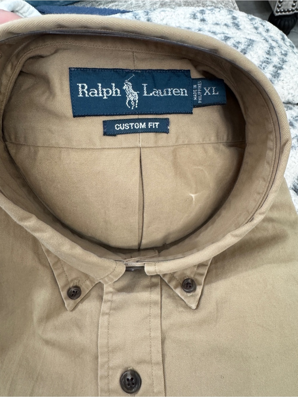 NEW XL Ralph Lauren Men’s Tan Brown Button-Down Casual Custom fit Shirt - Picture 5 of 10
